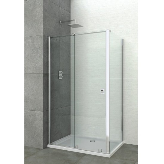 Душ кабина "ELITE", правоъгълна, хром, с плъзгаща врата, 8 мм 