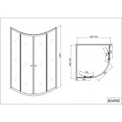 Душ кабина "СЕРИЯ B", овална, 90х90200 см.,с душ корито, хром Душ кабина "СЕРИЯ B", овална, 90х90200 см.,с душ корито, хром