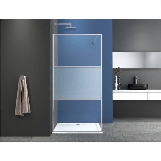 Стационарен параван за баня "ALU NEW", с частичен мат