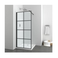 Стационарен параван за баня "ELITE BLACK", с рисувано стъкло