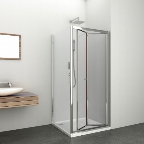 Преграден душ параван със сгъваема врата "ELITE", хром