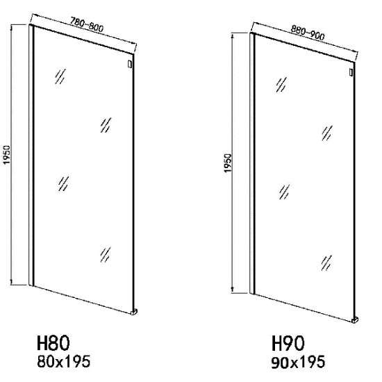 Душ кабина "SAPHIR", правоъгълна, хром, с плъзгаща врата
