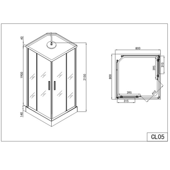 Хидромасажна душ кабина "TWIST", 80-90x215 см.