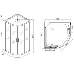 Хидромасажна душ кабина "SCALA", мат, 90x90x215 см.