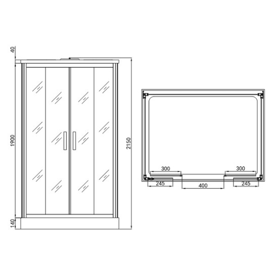 Хидромасажна душ кабина "ROXANA", 90x120x215 см.