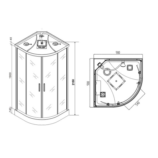 Хидромасажна душ кабина "TREND 1", 90x90x215 см.