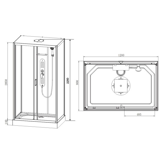 Хидромасажна душ кабина "SKY 3", 80x120x225 см.