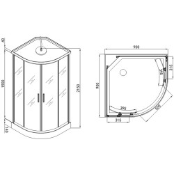 Хидромасажна душ кабина "RUMBA", 90x90x215 см.