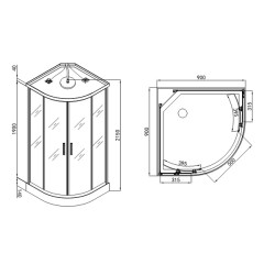Хидромасажна душ кабина "SCALA", 90x90x215 см.