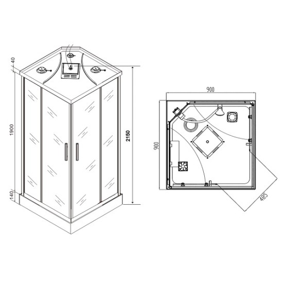Хидромасажна душ кабина "TREND 2", 90x90x215 см.