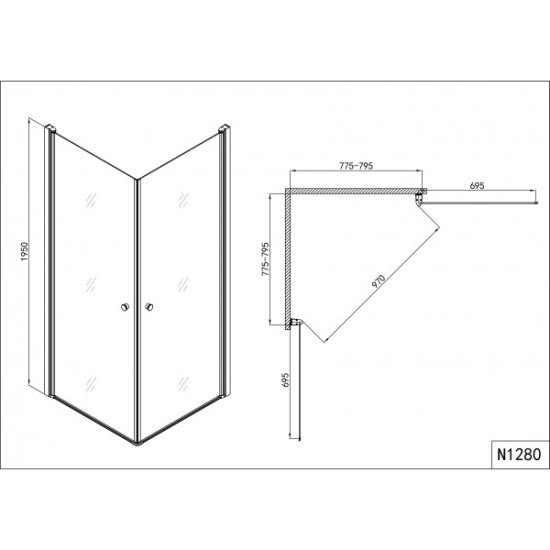 Душ кабина "VEGA 2", квадратна, хром, с две отваряеми врати Душ кабина "VEGA 2", квадратна, хром, с две отваряеми врати
