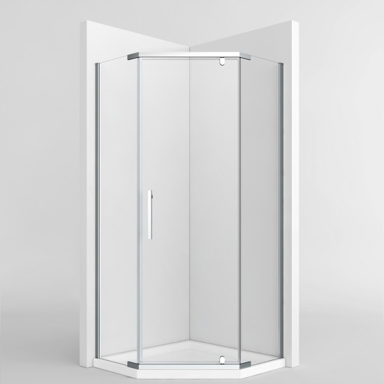 Душ кабина ПЕТОЪГЪЛНА, хром