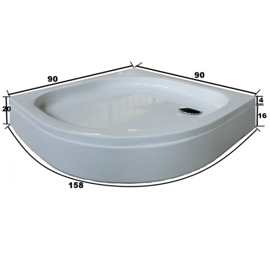 Овално акрилно душ корито "SILBA SET", 80-90 см.