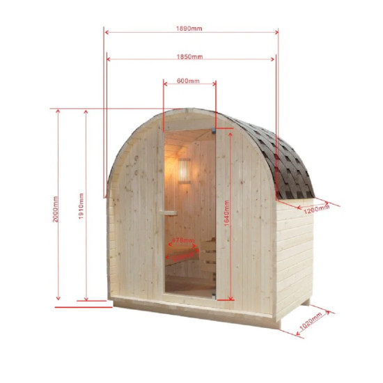 Външна сауна ISLAND L, за 2 души, 189x120x200 см 