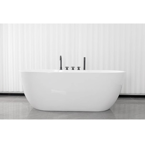 СВОБОДНОСТОЯЩА ВАНА ARUBA, В БЯЛО, С ВКЛЮЧЕНИ АКСЕСОАРИ В ЧЕРНО G9041