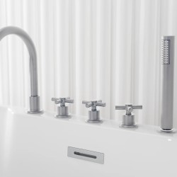 СВОБОДНОСТОЯЩА ВАНА ARUBA, В БЯЛО, С ВКЛЮЧЕНИ АКСЕСОАРИ В ХРОМ G9045