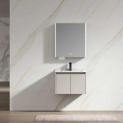 Комплект мебели за баня BETA, от PVC, 60,70 и 80 см. - долен шкаф с умивалник и горен шкаф с LED огледало