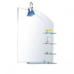 Огледало с осветление и 4 етажерки, 60х90 см.