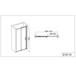 Преграден регулируем душ параван с плъзгаща врата, мат стъкло "ELITE R", хром, 100-180х190 см.