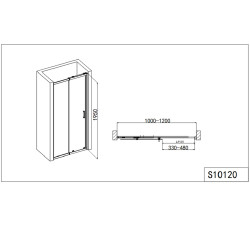 Преграден регулируем душ параван с плъзгаща врата "ELITE R", хром, 100-180х190 см.