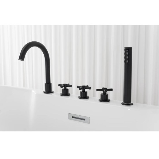 СВОБОДНОСТОЯЩА ВАНА ARUBA, В БЯЛО, С ВКЛЮЧЕНИ АКСЕСОАРИ В ЧЕРНО G9041