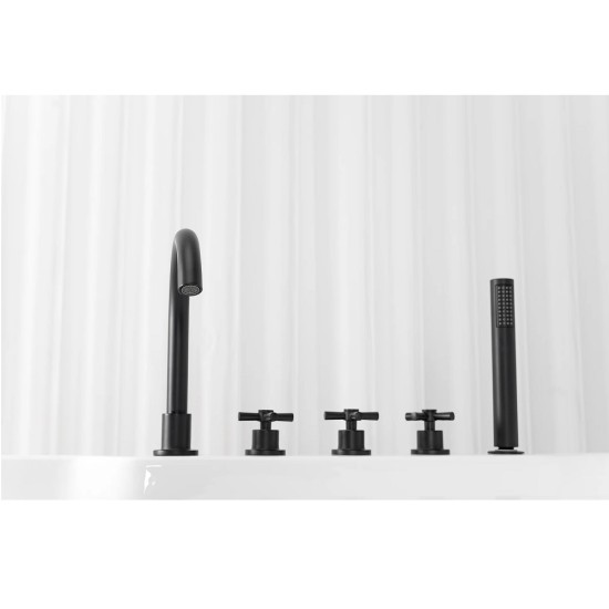 СВОБОДНОСТОЯЩА ВАНА ARUBA, В БЯЛО, С ВКЛЮЧЕНИ АКСЕСОАРИ В ЧЕРНО G9041