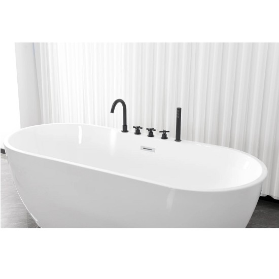 СВОБОДНОСТОЯЩА ВАНА ARUBA, В БЯЛО, С ВКЛЮЧЕНИ АКСЕСОАРИ В ЧЕРНО G9041