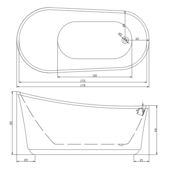 Свободностояща вана "OXFORD", в бяло Свободностояща вана "OXFORD", в бяло